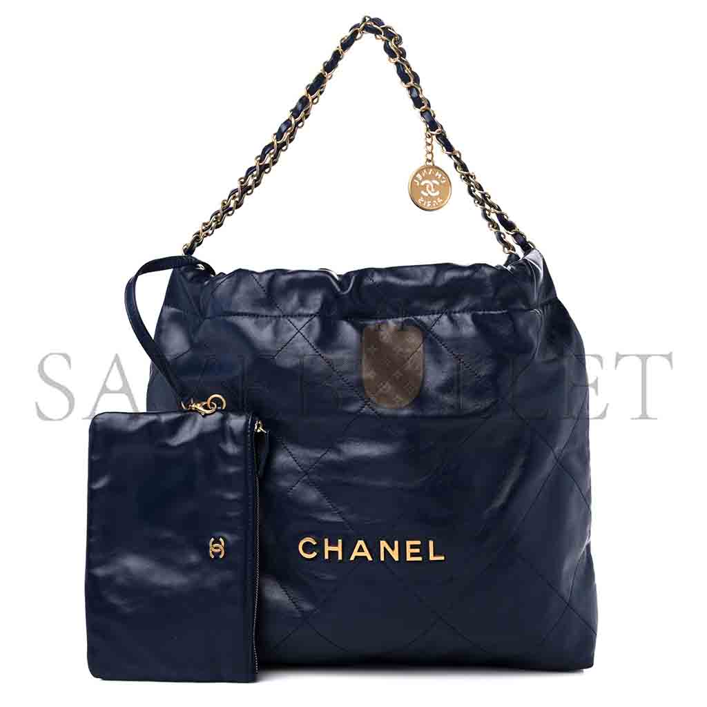 CHANEL MASTER SHINY CALFSKIN QUILTED CHANEL 22 NAVY BLUE (42*39*8cm) 